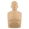a front image of a training manikin of a male head and torso for cpr training