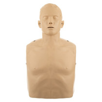 Ahbrayman Brayden Im13 Red Cpr Manikin Red Illumination Front a front image of a training manikin of a male head and torso for cpr training