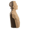 side view of a training manikin of a male head and torso for cpr training 