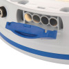 a close up view of the charging port for the rechargeable battery in the trainer unit