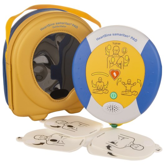 Heartsine Samaritan Pad 350P Trainer HeartSine samaritan pad 350p trainer kit with training device, electrodes and yellow carry case