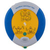 a front image of the heartsine samaritan pad 360p labelled trainer with pictorial instructions on how to perform CPR including sounder for voice prompts and a power button