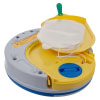 the back view of the trainer unit with the trainer pak open showing the training pads with wind-up device