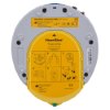 Back view of the heartsine 360p trainer unit showing the yellow Trainer-Pak with instructional illustrations
