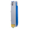 a side view of the trainer unit showing a slim border of blue with the remainder in grey. yellow training-pak at the bottom with a charging point at the top of the unit
