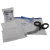 aed pk2 heartsine prep kit showing scissors, face shield, blue tool, white cloth, and zippered plastic bag