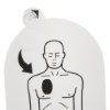 Closeup of heartsine samaritan defibrillator training pads set 10 showing a diagram of pad placement on a torso