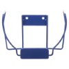Front view of blue Heartsine Samaritan Pad defibrillator wall bracket with two mounting holes and curved wire supports