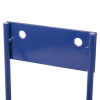 a close up for a rectangular piece of plastic coated metal with 2 holes for wall mounting there are 2 wires down that form part of the bracket