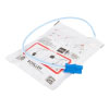 an angled shot of the Schiller FRED Easyport adult defibrillator pads showing the blue connector used to connect to the AED