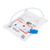 schiller fred easyport adult defibrillator pads in angled view with blue connector cable and printed instructions on packaging