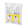 A front shot of the Schiller FRED Easy paediatric pads at an angle showing the pictorial instructions on the front of the packaging