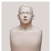 Front view of the pale mannequin head and upper torso of the Brayden Junior Front model with closed eyes and open mouth