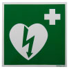 A green defibrillator ID sign