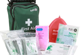 A collection of first aid kits and products