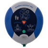 A blue and white defibrillator