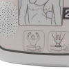 A close-up of CPR instructions on the front on the defibrillator