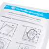 Packaging for adult multifunction defibrillation pads showing four illustrated steps for opening, removing, peeling, and applying the pads.
