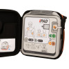 CU Medical Systems iPAD AED housed in protective case with visual instructions, age group indicators, and operational buttons.