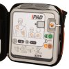 ipad spr semi auto defibrillator shown inside an open case with buttons and instructional images on display