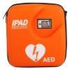 ipad spr semi auto defibrillator in bright orange carry case with heart and AED symbol on front