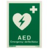 aed location sign showing a heart with a lightning bolt and a cross with the text AED Emergency defibrillator