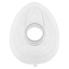 A clear plastic resuscitation style mask with a hole in the centre that attaches to the anti choking device the word PAEDIATRIC is on the front