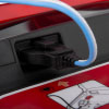 A close-up of the defibrillator pad connector