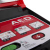A close of the open defibrillator, showing the user instructions