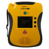 A yellow and black defibrillator