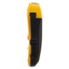 Side view of the defibtech lifeline view semi automatic defibillator showing its yellow and black casing with strap
