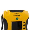 Top view of defibtech lifeline view semi automatic defibillator with yellow and black casing and control buttons visible