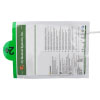 a back view of the ipad nfk200 dual electrode pads in a rectangular packaging with a green strip across the top
