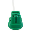 a close up view of the green plastic connector for the nfk200 electrode pads with a white cable