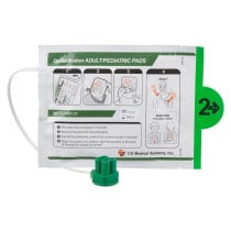 Nfk200Pad Ipad Nfk200 Dual Adult Paediatric Electrode Pads Front a front view of the adult paediatric pads for the ipad nfk200 with pictorial instructions on how and where to place the electrodes on a patient in an emergency
