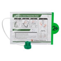 ipad nfk200 dual adult paediatric electrode pads showing the front of the packaging with instructions and illustrations