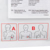 a close up view of the instructions on where to place the pads upon a patient