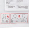 Closeup of lifepak 1000 edge system electrodes packaging showing diagrams for placement on a human body