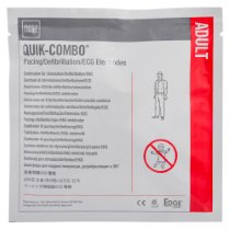 Physio Control Quik Combo Defibrillator Pads Front view of physio control quik combo defibrillator pads packaging labelled adult in red panel
