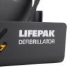 Close-up detail of physiocontrol lifepak 1000 defibrillator wall bracket showing the embossed lifepak text