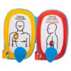 physio control lifepak adult quik pak training electrodes shown out of pack with front and side placement diagrams on pads