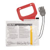 A set of white replacement electrode pads with a red pull handle