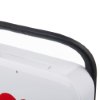 Close-up of the handle on a physio control lifepak cr2 usb fully automatic defibrillator