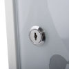 a close up shot of a circular keylock fitted to an opaque piece of glass with the identifying number as 074