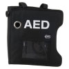 a front view of the mediana hearton a16 showing which way it opens and in bold white lettering AED