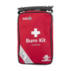 red oblong carry case with a lack handle on the front in white writing it has a white cross and the ords burns kits in the top left corner it has the st johns ambulance logo