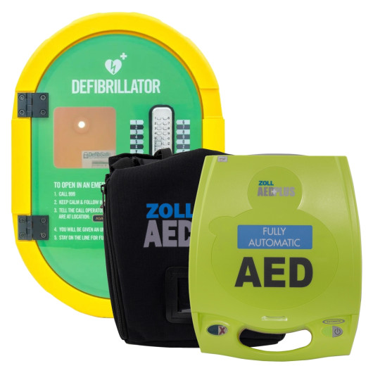 Zoll AED Plus Fully Automatic Defibrillator with Defibsafe2 Cabinet and Carry Case