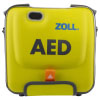 the front of the zoll aed 3 carry case labelled with zoll and AED. quick opening with orange velcro tab located at the base of the case complete with a clear vision panel to ensure that the AED is rescue ready