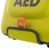 a close up image of the green carry case and the quick release tab in a bright orange colour 