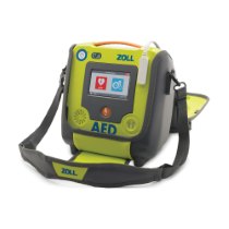 zoll aed 3 carry case open and angled showing front display buttons and shoulder strap
